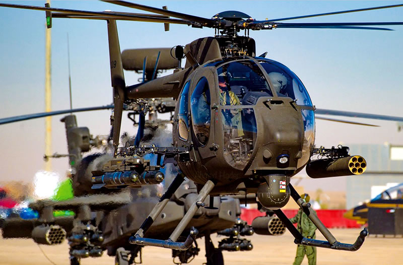 АН-6М – ударный вертолет ССО ВВС &#171;Литл Берд&#187;, его основная функция – непосредственная авиационная поддержка, вооружение – ракеты &#171;Хеллфайр&#187;, экипаж – 2 человека.